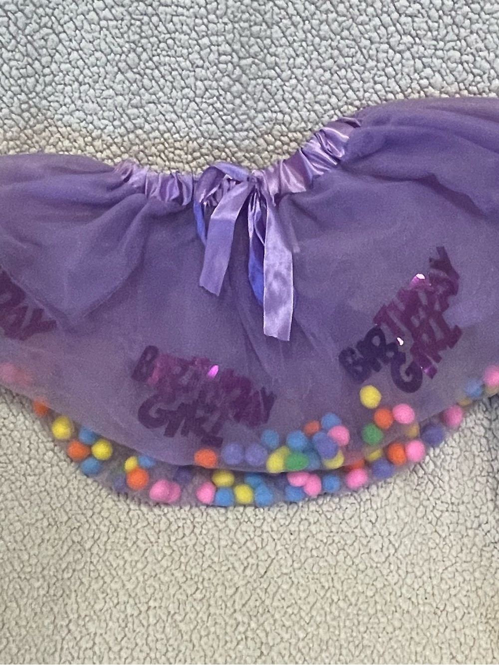 Purple 'Birthday Girl' Pom Pom Tutu Skirt